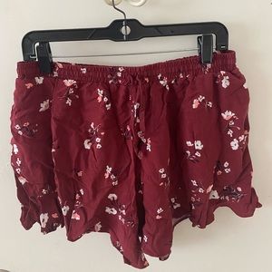 Burgundy floral shorts